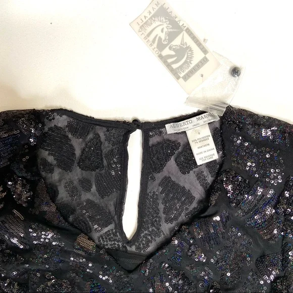 ALBERTO MAKALI Black and Iridescent Sequined Cocktail Dress - Picture 16 of 16